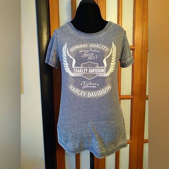 Harley-Davidson Tops - Women's Vintage Harley-Davidson Blue Heathered T Shirt Sz M